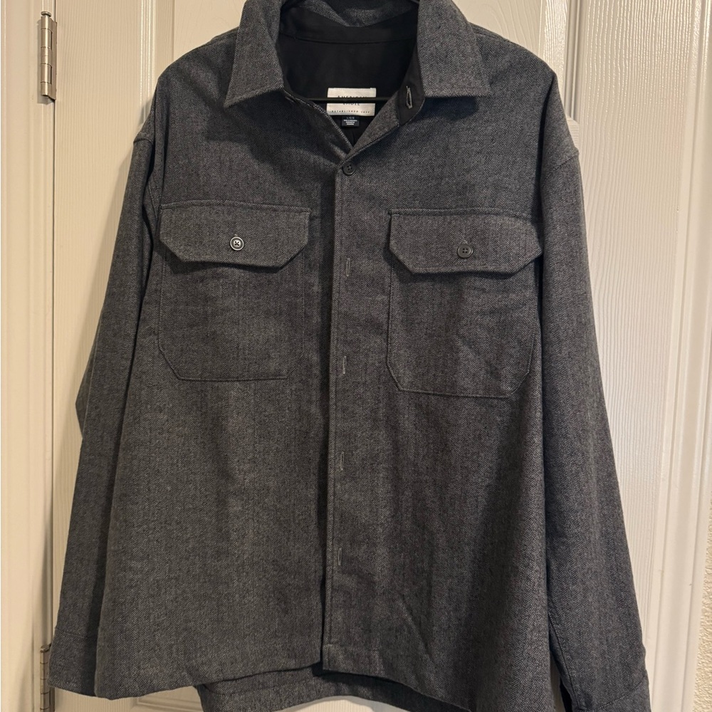 Men's Gray Wool Button Up - American Eagle, size L